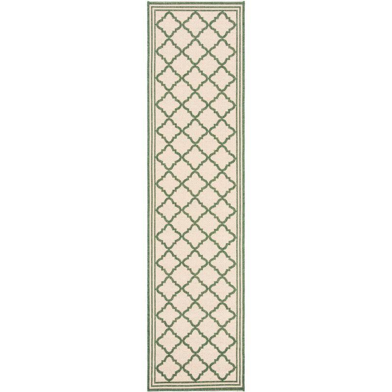 Beach House BHS121 POWER LOOMED Indoor/Outdoor Runner Rug - Cream/Green - 2'2"x6' - Safavieh