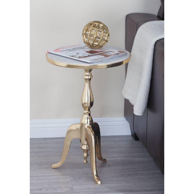 Traditional Marble Accent Table Gray - Olivia & May: Gold Finish, Indoor Use, Easy Assembly