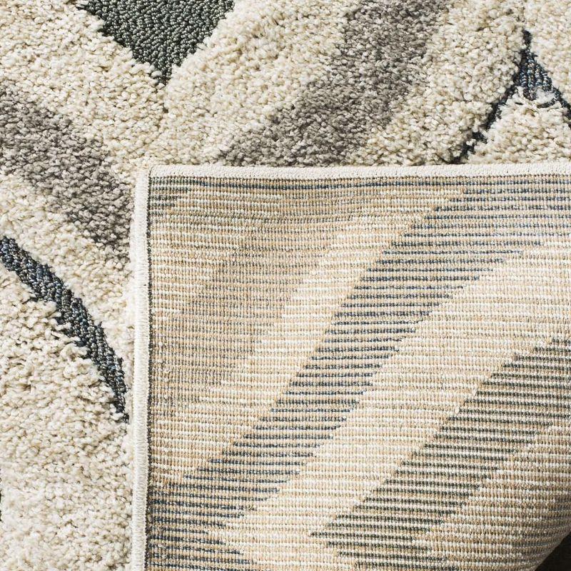 Creamy Bliss Geometric Shag Area Rug 47"x6" Hand-knotted Easy Care