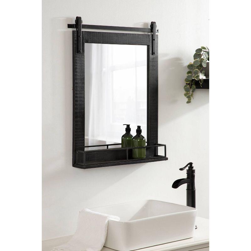 24" x 31" Cates Framed Wall Mirror with Shelf Black - Kate & Laurel All Things Decor: Modern Rectangular, No Assembly Required
