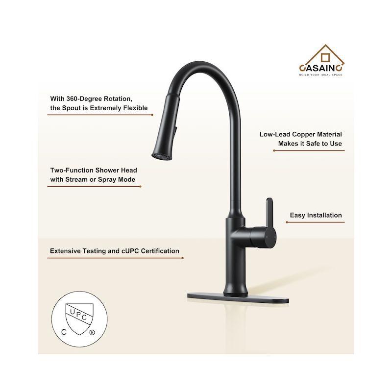 CASAINC 1.8 GPM Single-Handle Pull-Down Kitchen Faucet Single Hole Faucet