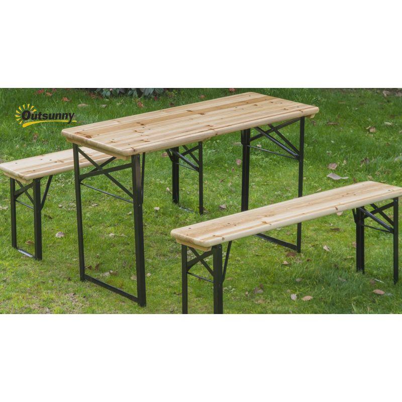 Outsunny 6' Portable Picnic Table and Bench Set, Outdoor Wooden Folding Camping Dining Table Set for Patio Garden Outdoor Activities