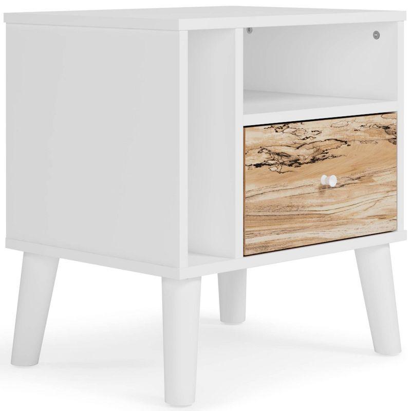 Contemporary Sugarberry & Matte White Nightstand with Open Shelving