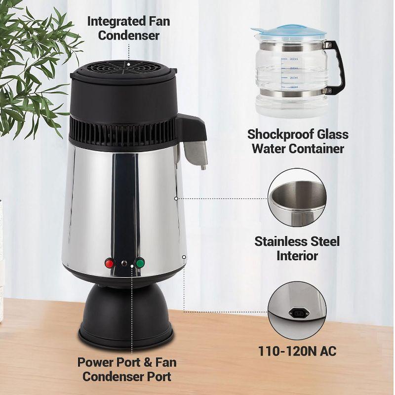 4L Water Distiller 750W Distilled Water Maker 1L/H Pure Water Purifier Filter