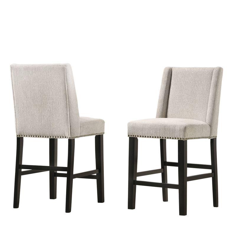 Carolina Living Set of 2 24" Laurant Counter Height Barstools with Nailhead Trim & Footrest
