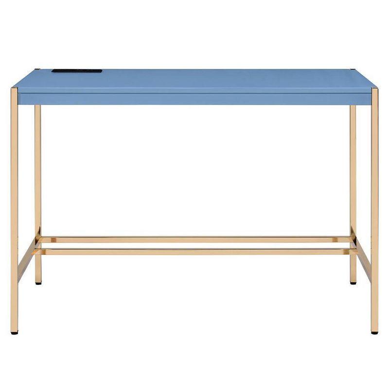 42" Midriaks Writing Desk Navy Blue/Gold Finish - Acme Furniture: Chic Office Furniture with USB Ports