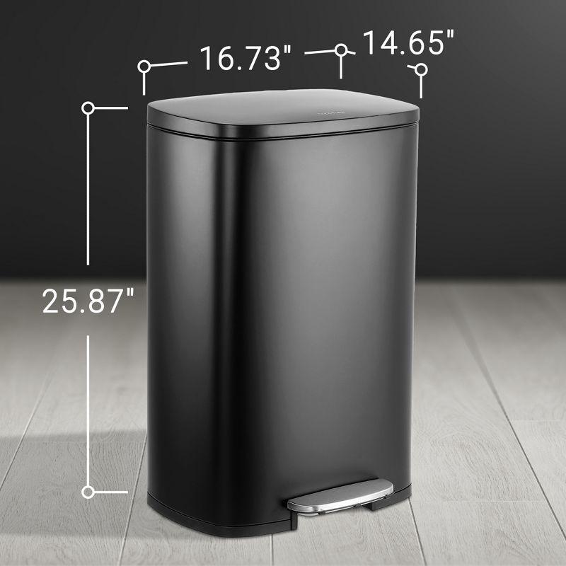 Connor Black Stainless Steel 13-Gallon Trash Can with Soft-Close Lid