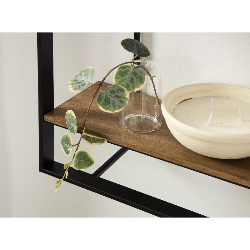 Kercheval Rustic Brown and Black 3-Tier Floating Wall Shelf