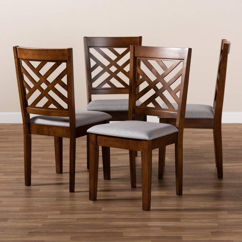 Parsons High-Back Grey & Walnut Cane Wood Dining Chair Set