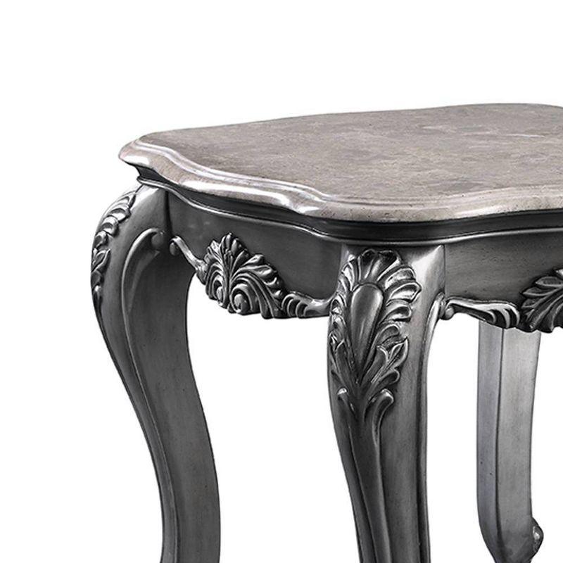 Ariadne Classic Marble Top Platinum Finish Wooden Coffee Table