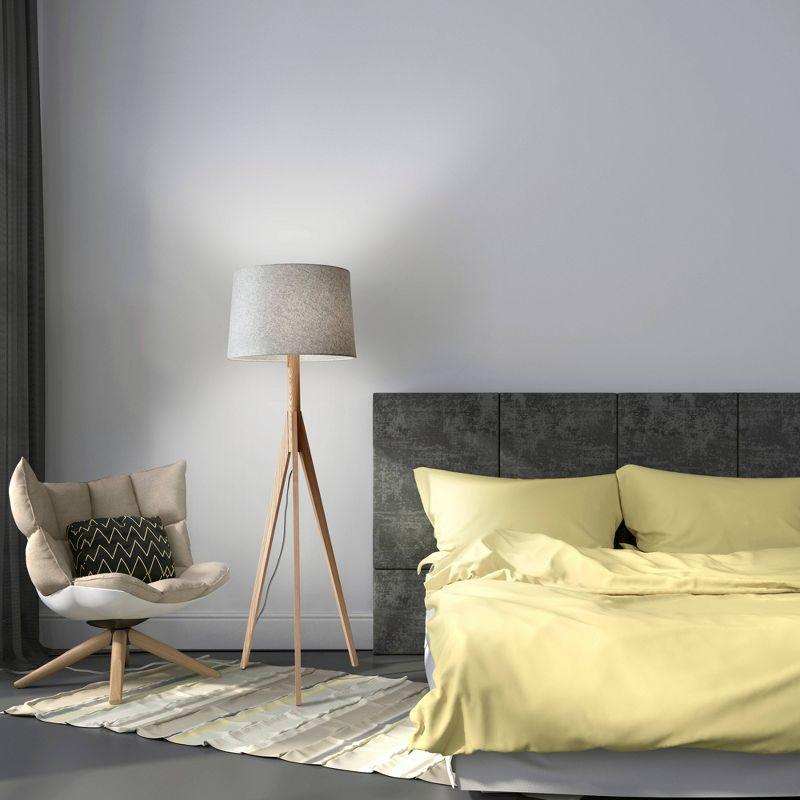Eden Floor Lamp Natural - Adesso: Modern Wooden Tripod with 3-Way Switch, Polyester Shade