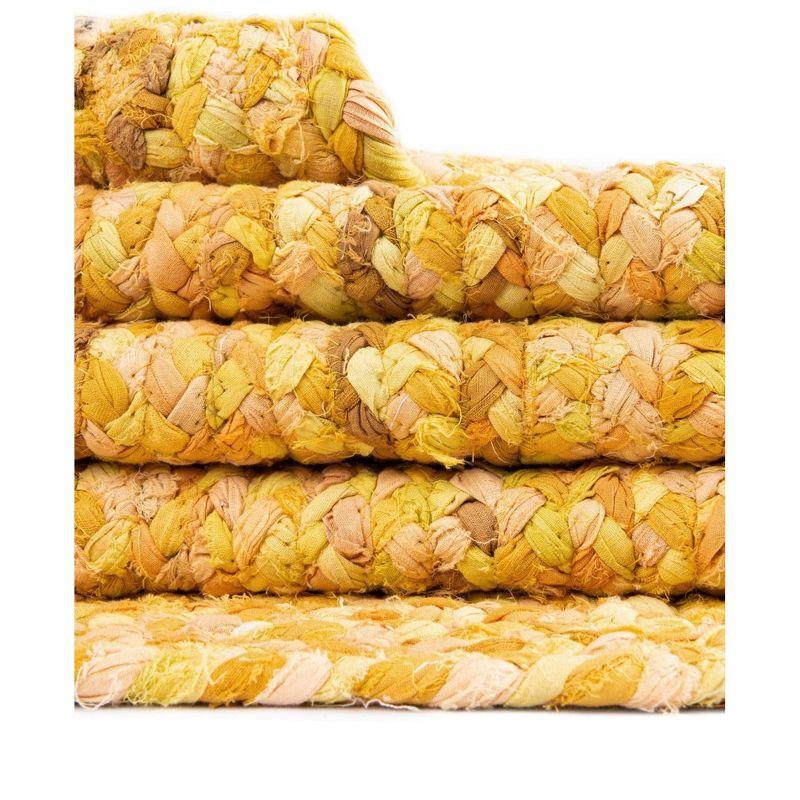 Unique Loom Braided Chindi Collection Area Rug - Layer (3' 3" x 5' 1" Oval Yellow Orange/Orange)
