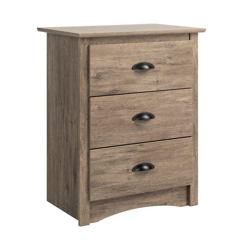 Salt Spring 3 Drawer Tall Nightstand Drifted Gray - Prepac: Modern Bedside Storage, Includes Anti-Tip Hardware