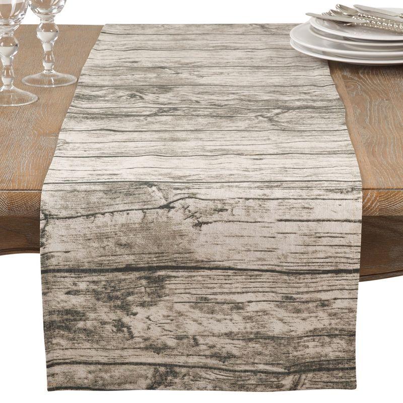 Natural Printed Wood Design Cotton Table Runner