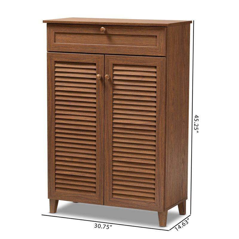 Shelf Wood Shoe Storage Cabinet with Drawer Coolidge - Baxton Studio