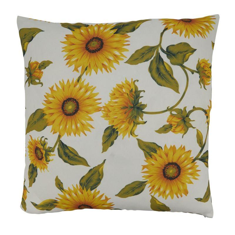 Yellow Sunflower Polyester Euro Pillow Cover