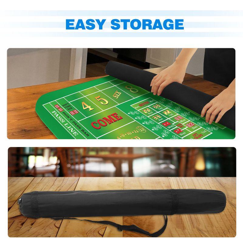 GSE 70" x 35" Casino Craps Tabletop Layout Mat with Carrying Bag, Non-Slip Rubber Layout Mat
