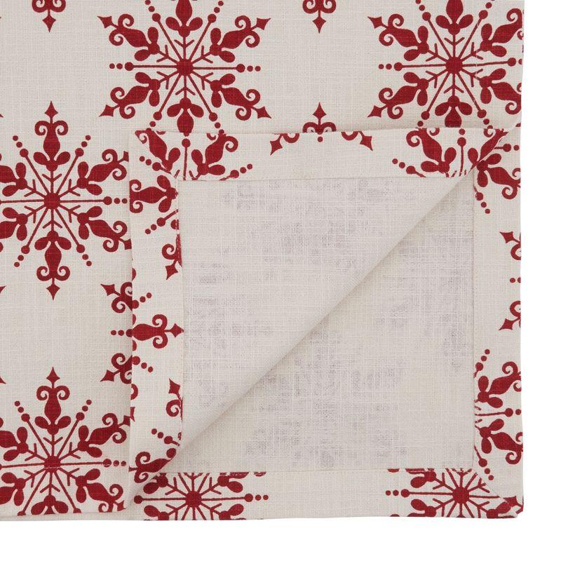 Red Cotton Snowflake Design Winter Table Runner