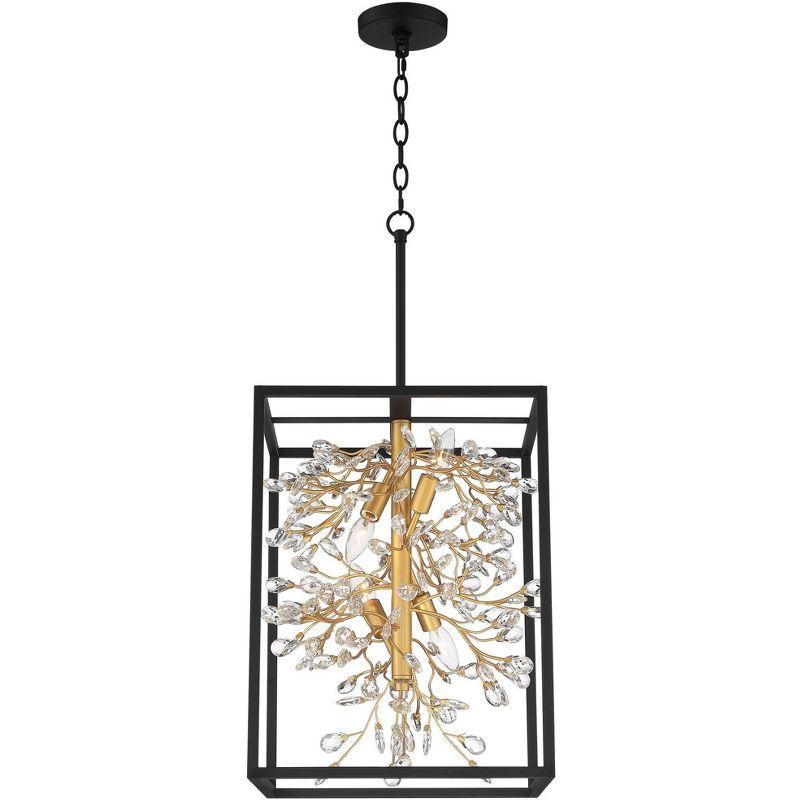 Possini Euro Design Carrine Black Gold Pendant Chandelier 15 1/4" Wide Modern Clear Crystal 4-Light Fixture for Dining Room House Foyer Kitchen Island