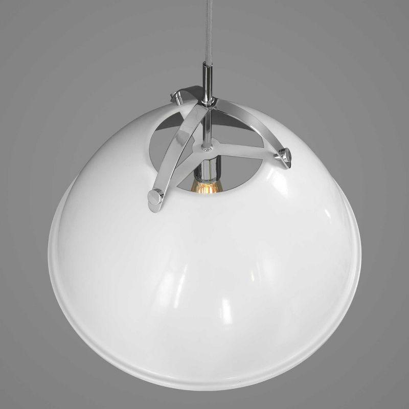 Progress Lighting Tre 1-Light Pendant, Steel, White, Dome Shade