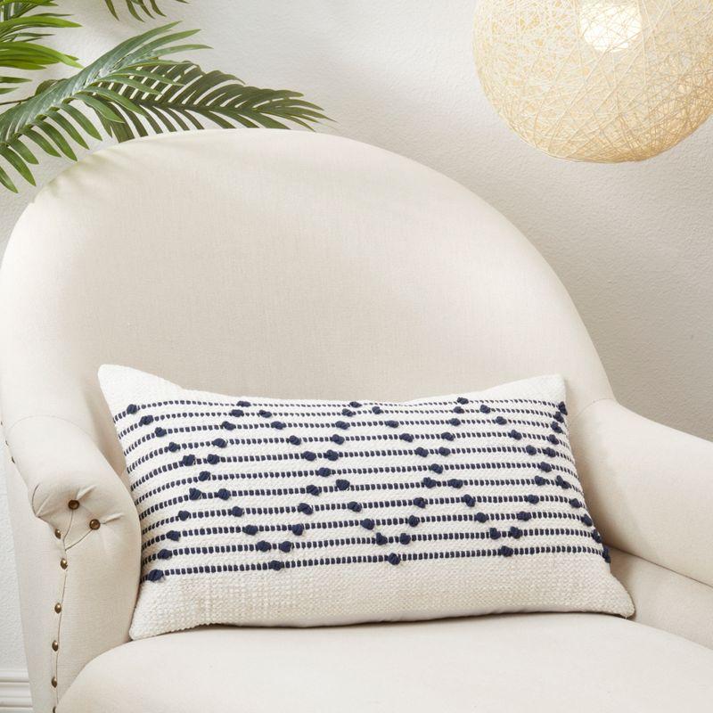 Saro Lifestyle Intricate Diamond Weave Throw Pillow Cover, Off-White, 14"x22"