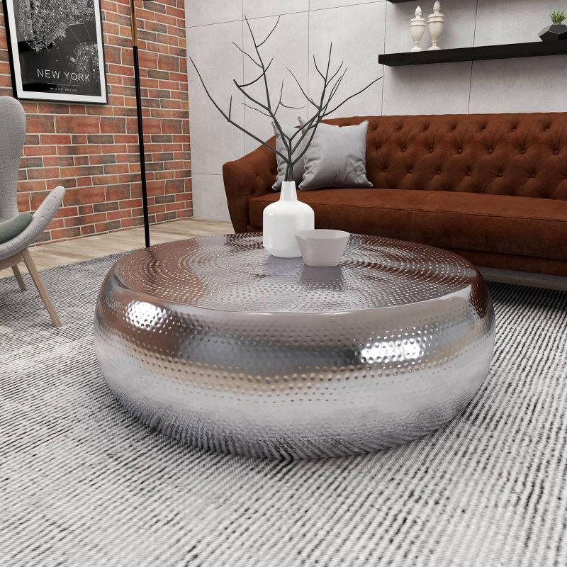 Contemporary Aluminum Coffee Table Silver - Olivia & May