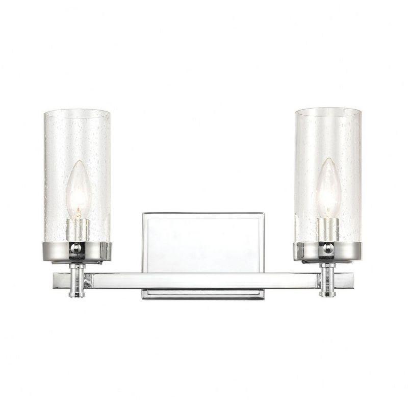 Polished Chrome 2-Light Vanity with Seedy Glass Shades