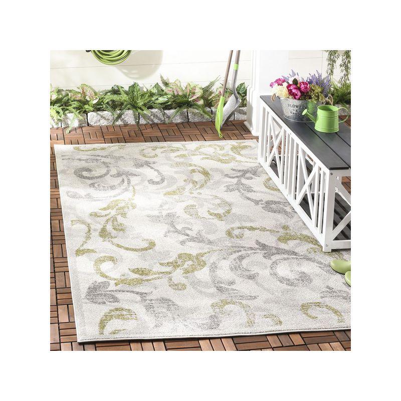 Hand-Knotted Floral Gray Synthetic 4' x 6' Easy-Care Rug