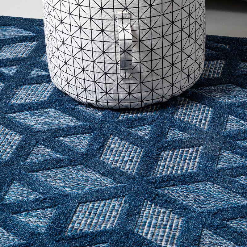 8'x10' Talaia Neutral Geometric Indoor/Outdoor Area Rug, Navy - JONATHAN Y