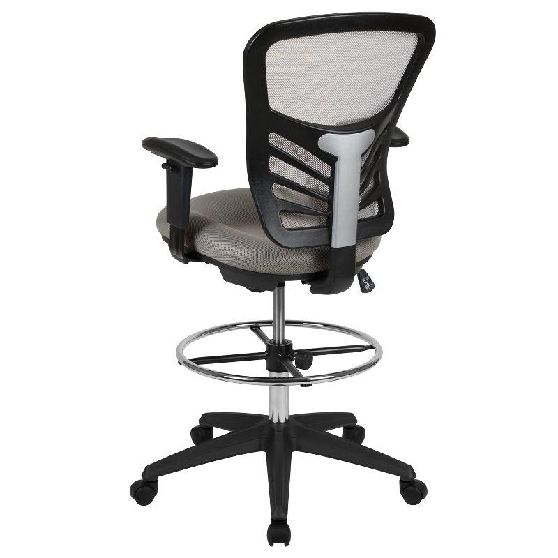 Flash Furniture Mid-Back Mesh Ergonomic Drafting Chair with Adjustable Chrome Foot Ring, Adjustable Arms