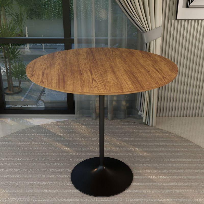 LeisureMod 48" Round Bar Height Dining Table with MDF Top and Black Stainless Steel Pedestal Base Verve Collection