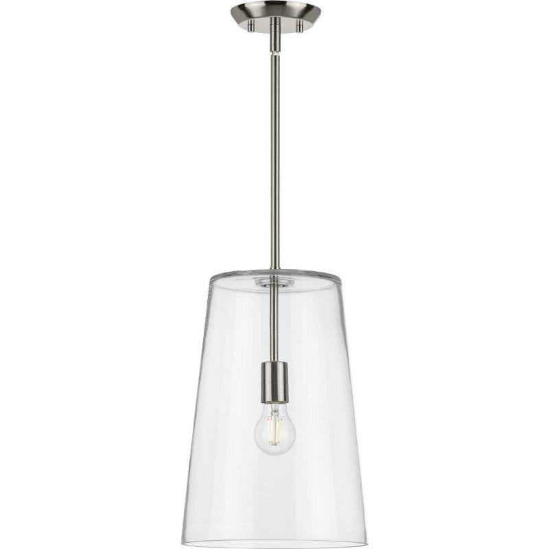 Progress Lighting Clarion 1-Light Pendant, Matte Black, Clear Glass Shade