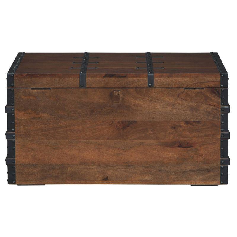 Kettleby Storage Trunk Brown - Signature Design by Ashley: Vintage-Inspired, Coffee Table, Farmhouse Decor