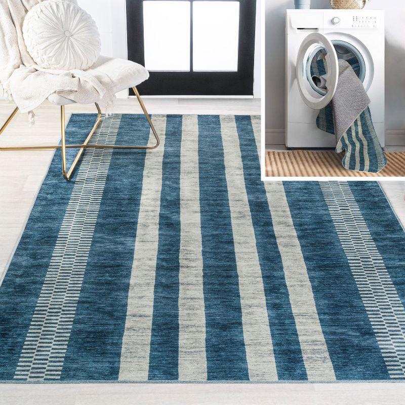 Vichy Geometric Striped Machine-Washable Indoor Area Rug - JONATHAN Y