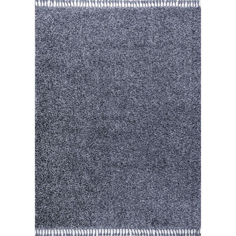 Denim Blue 8' x 10' Shag Area Rug with Tassels