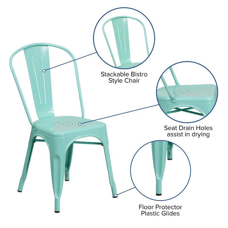 Merrick Lane Wells Indoor/Outdoor Stacking Metal Dining Chair with Single Slat Back and Powder Coated Finish