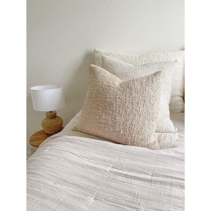 Cozy Textured Cotton Reversible Pillow Cover