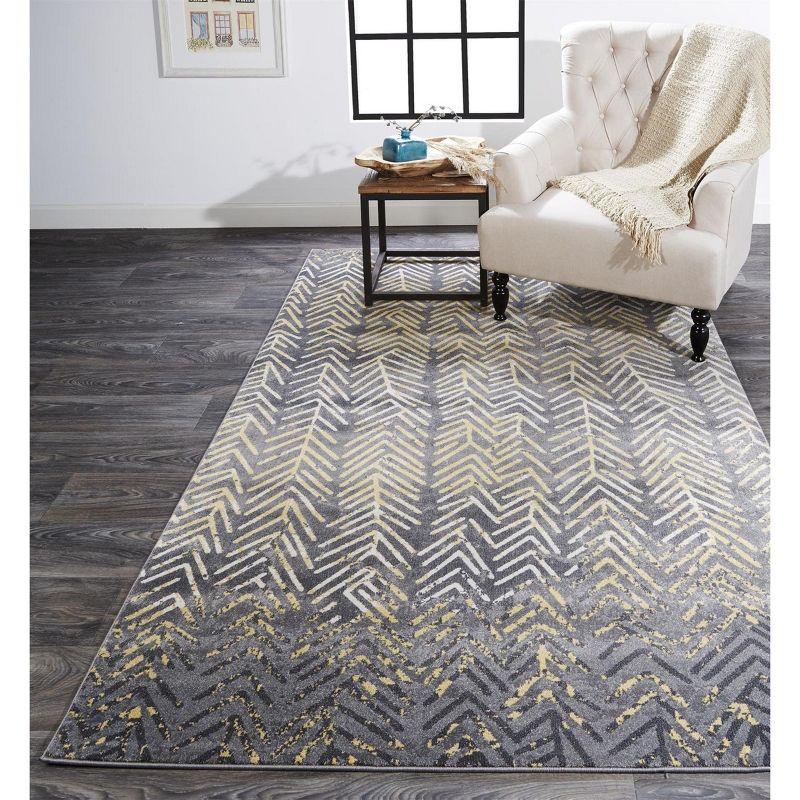 Gray Chevron 8' x 11' Stain-Resistant Synthetic Area Rug