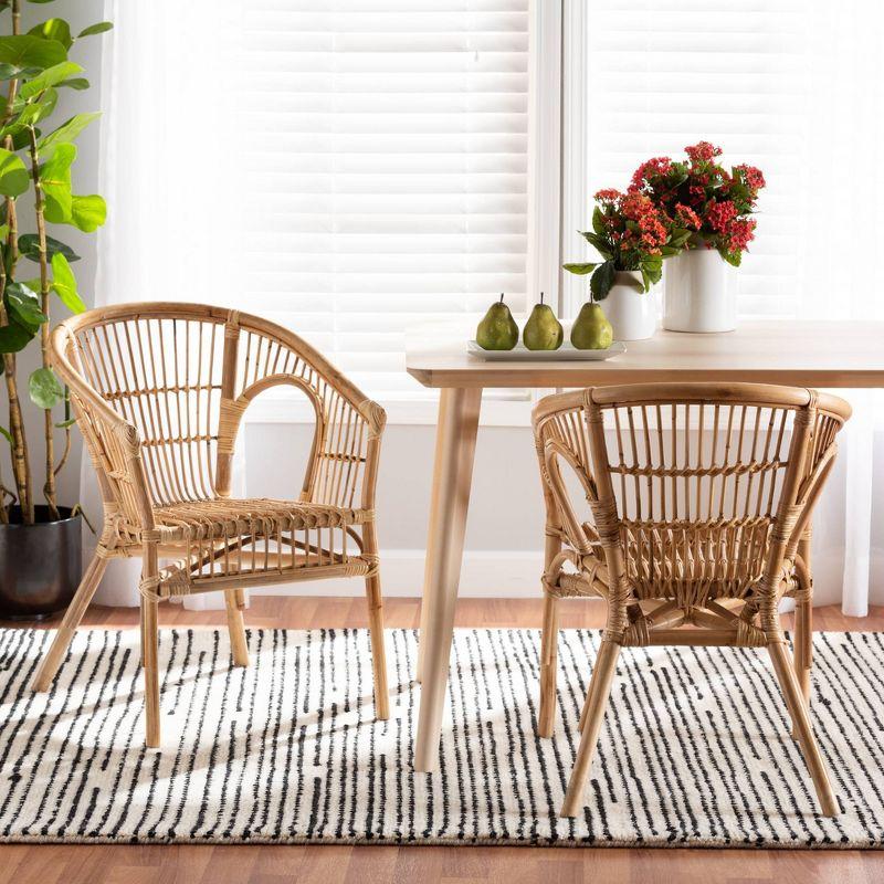 Alleta Modern Bohemian Rattan Dining Arm Chair