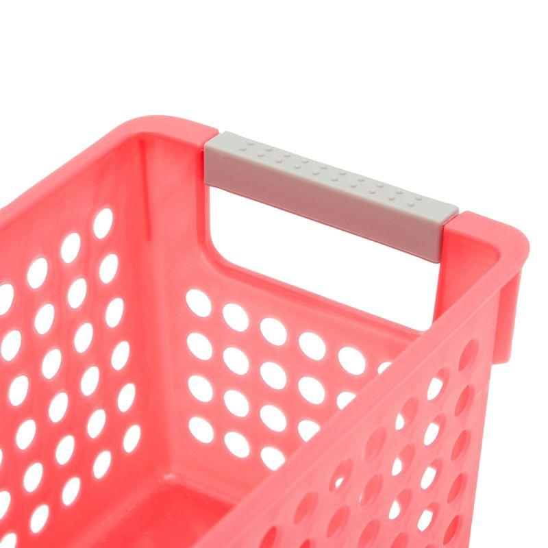 Farmlyn Creek 4 Pack Plastic Storage Baskets Bins with Handles for Shelves, Closet Organizer, 4 Colors