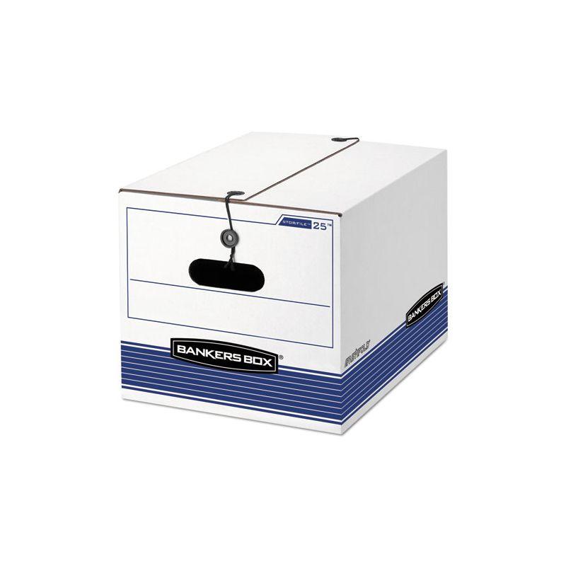 Bankers Box STOR/FILE Medium-Duty Strength Storage Boxes, Letter/Legal Files, 12.25" x 16" x 11", White/Blue, 12/Carton