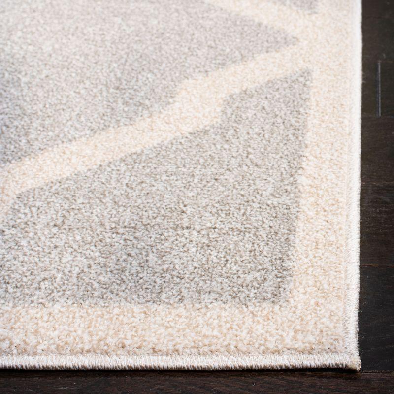 Elegant Geometric Reversible Runner Rug in Beige and Light Grey