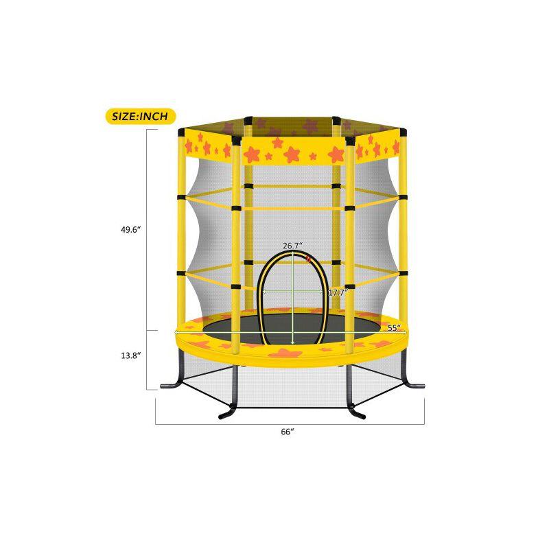 Yellow 4.5FT Kids' Trampoline with Safety Enclosure