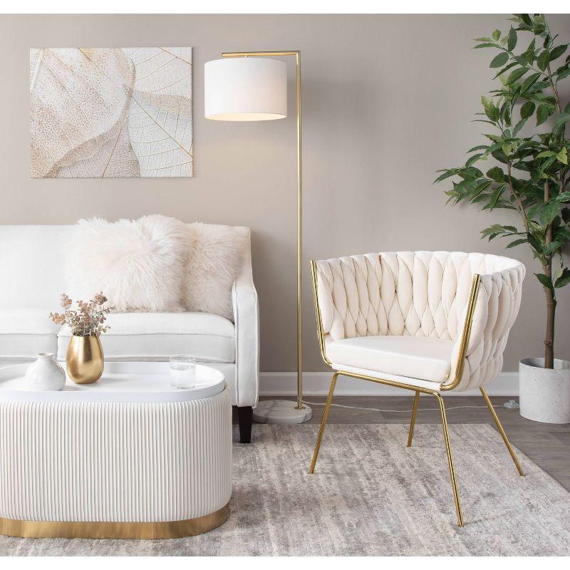 LumiSource Fran Contemporary Floor Lamp in Gold Metal White Marble and White Linen Shade: Chic Arc Design, UL Listed, 60W