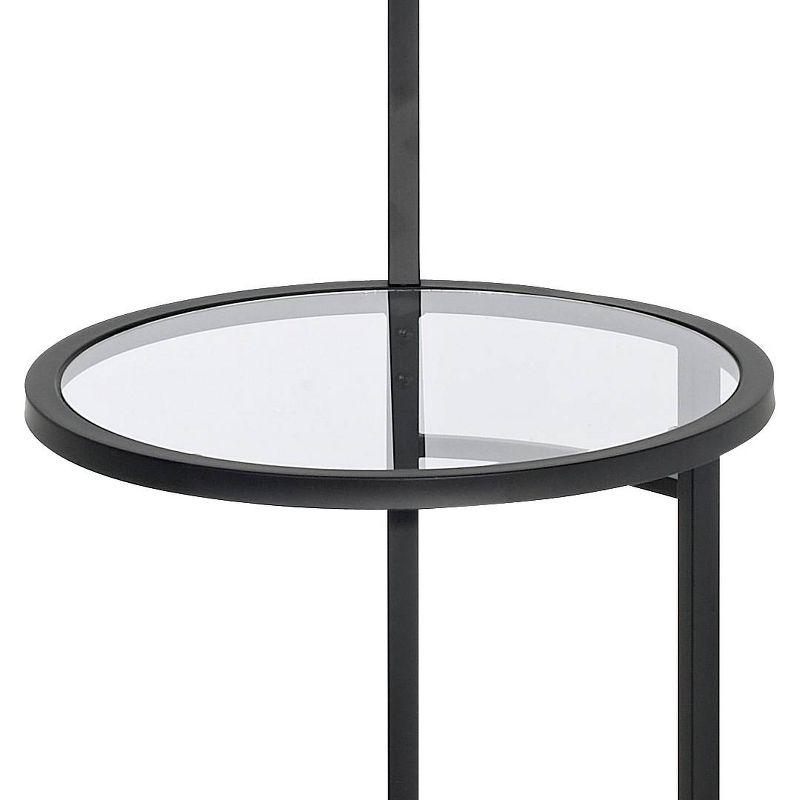 Modern Black Metal Floor Lamps with Tray Table, Set of 2
