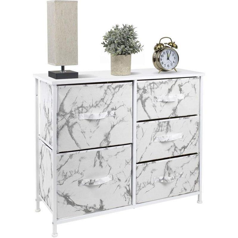 Marble Whisper 5-Drawer Nursery Dresser in White