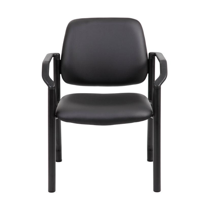 300lbs Guest Chair Antimicrobial Black - Boss Office Products: Sturdy Mid Back, Metal Frame, Easy Clean