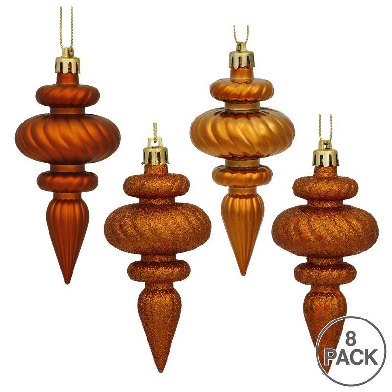 Burnished Orange Shatterproof Plastic Finial Ornaments Set