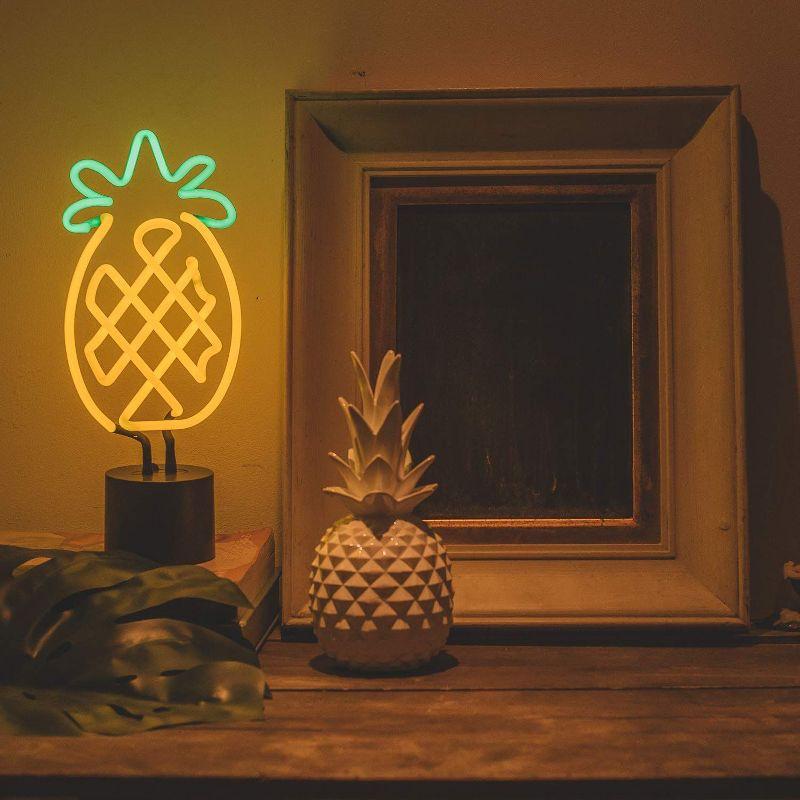 Amped & Co Pineapple Neon Desk Light, Yellow and Green