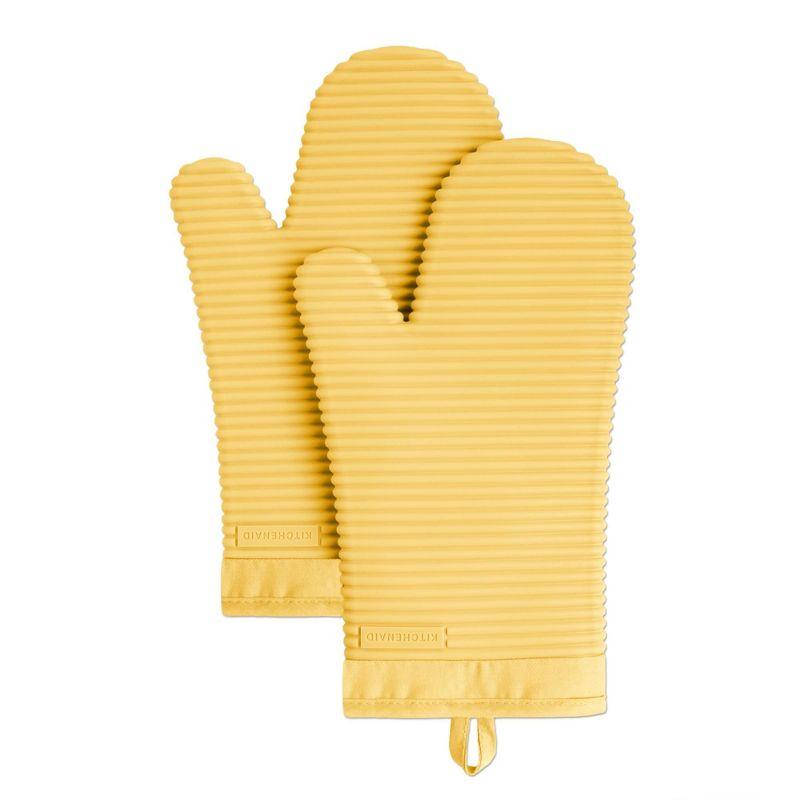 KitchenAid Ribbed Soft Silicone Heat Resistant Oven Mitts, 2-Piece Set